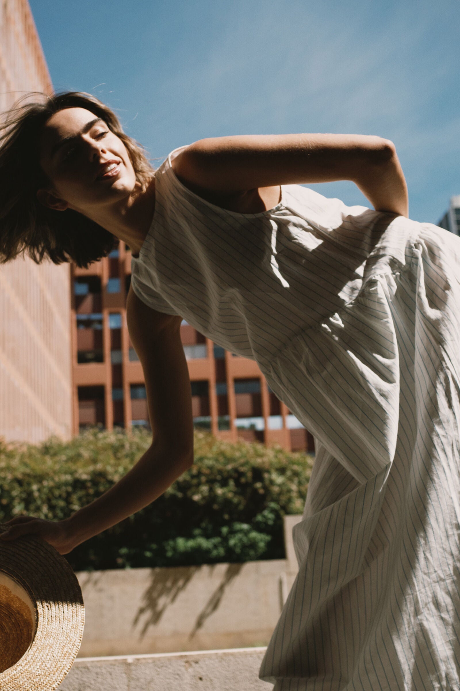 LOW BACK STRIPED DRESS