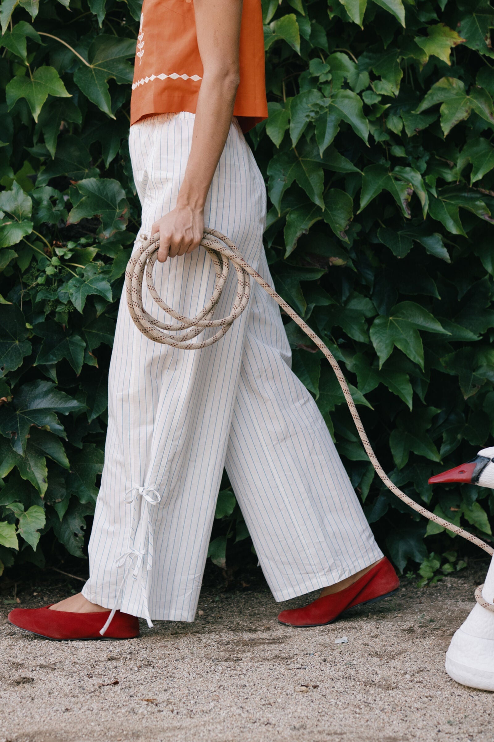 STRIPED ELASTICATED PANTS