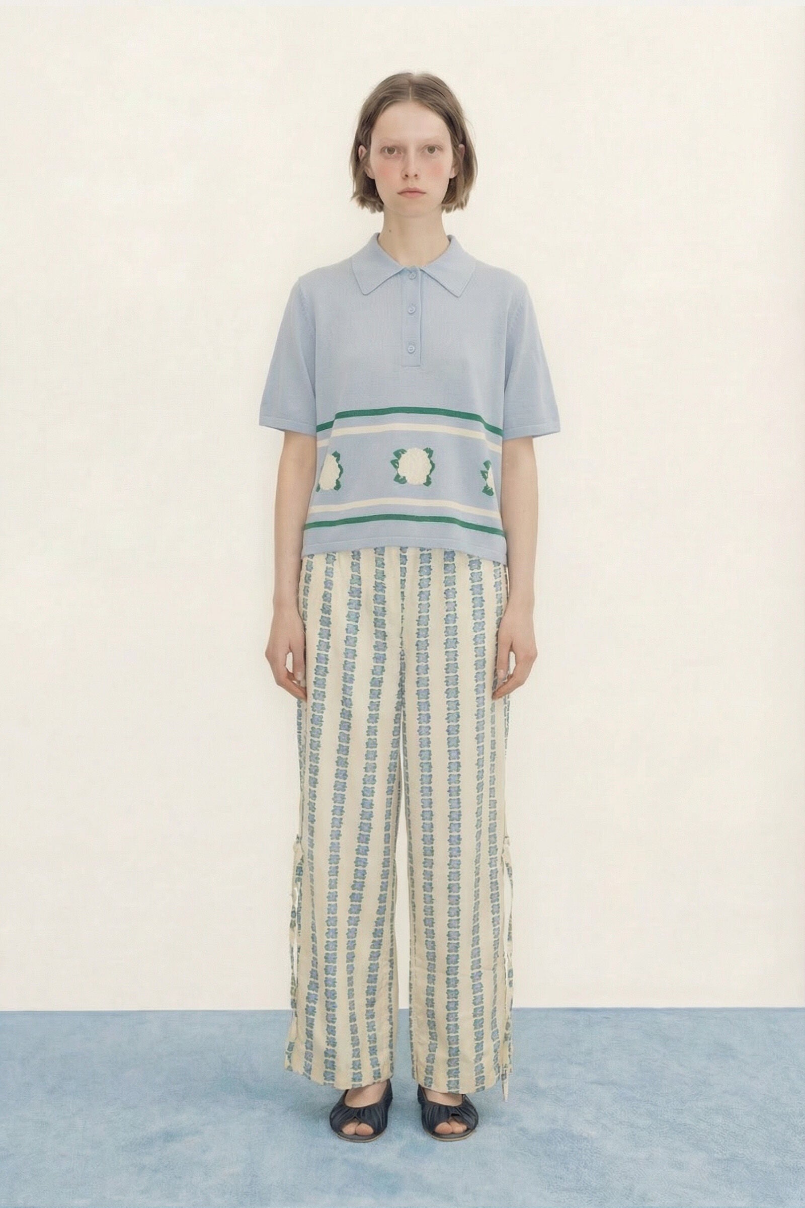 FLOWERS ELASTICATED PANTS