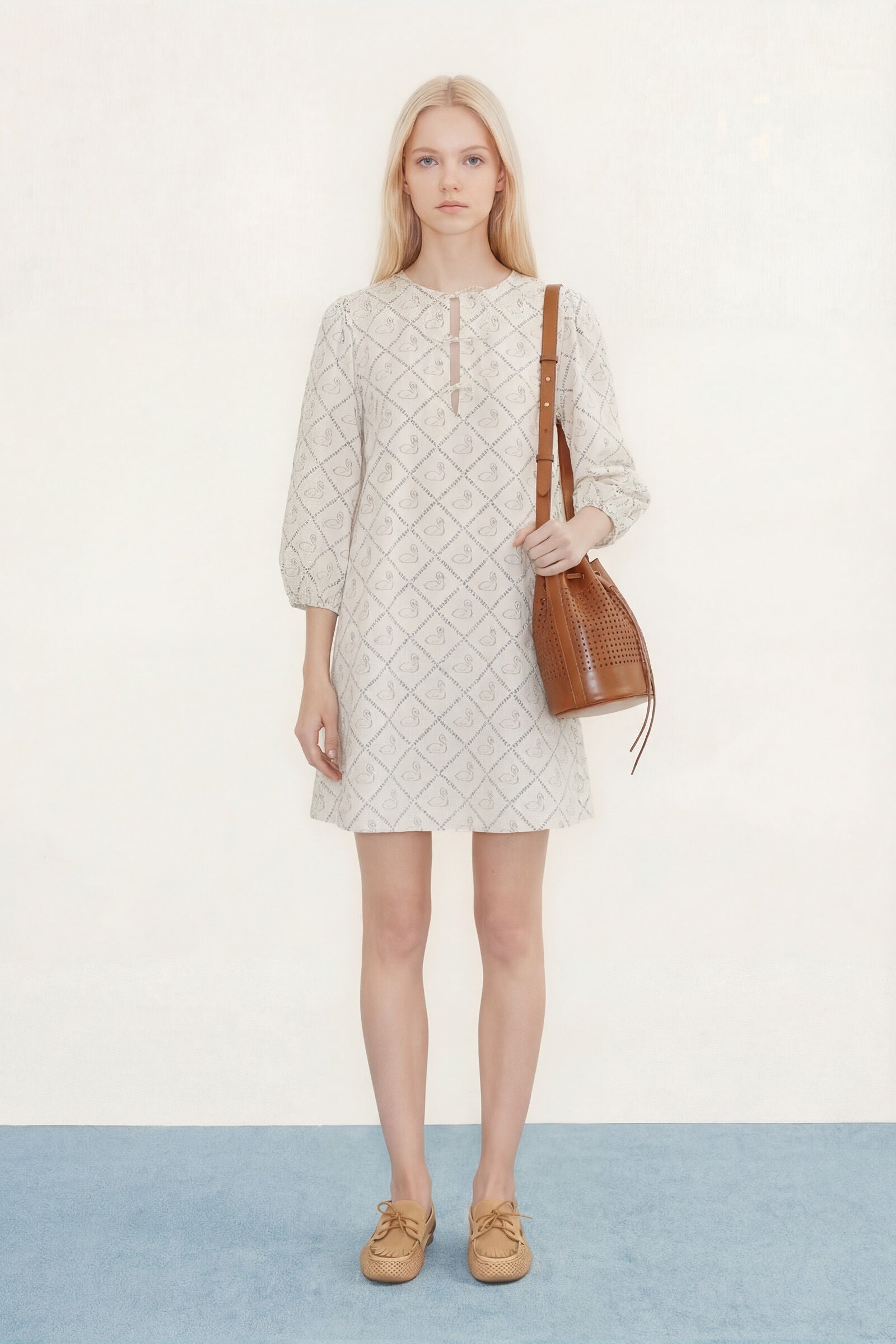 SWANS PUFF SLEEVES DRESS