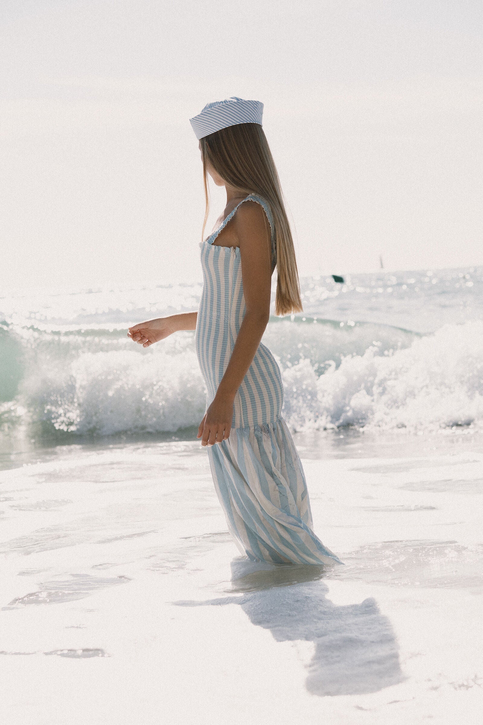 WIDE STRIPES ELASTICATED DRESS