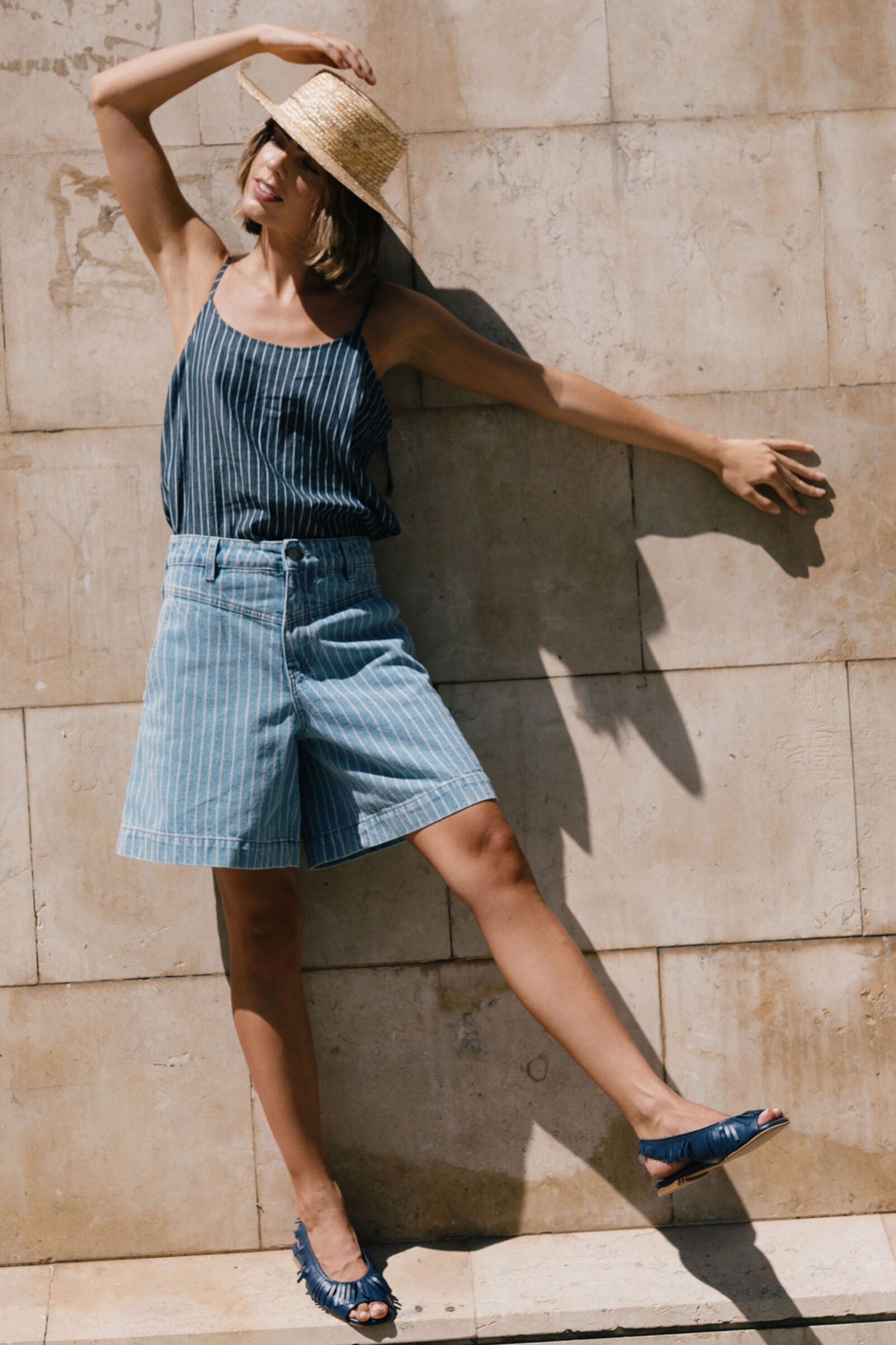 DENIM STRIPED BERMUDA