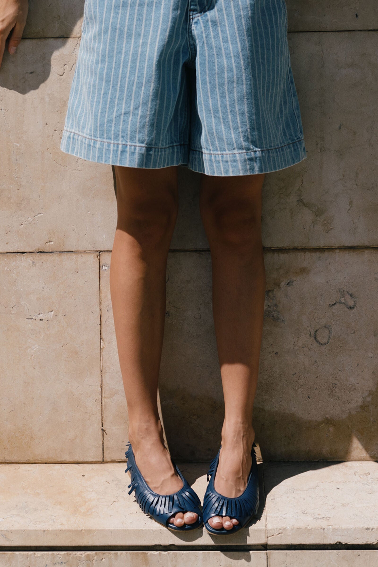 DENIM STRIPED BERMUDA
