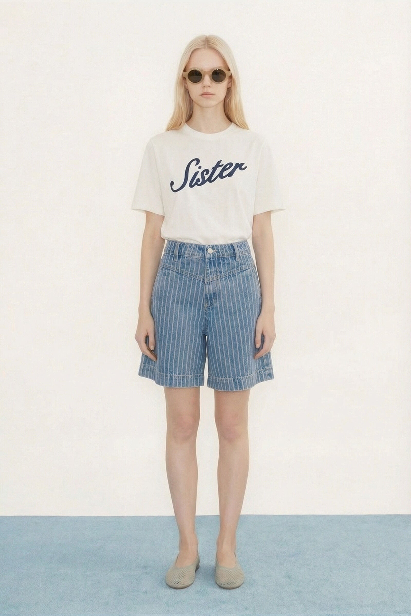 DENIM STRIPED BERMUDA