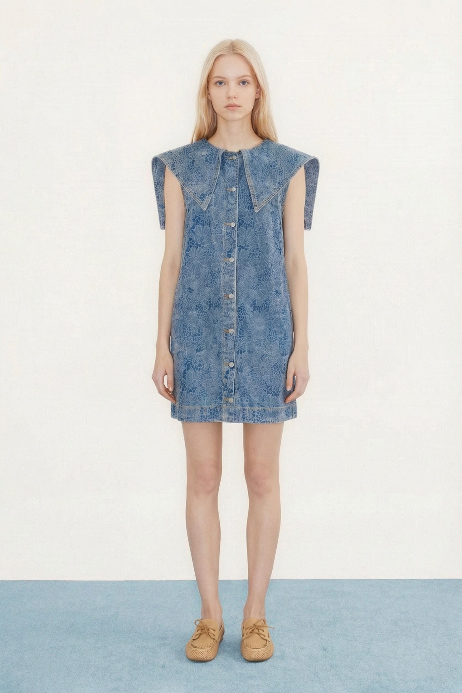 LACE DENIM DRESS