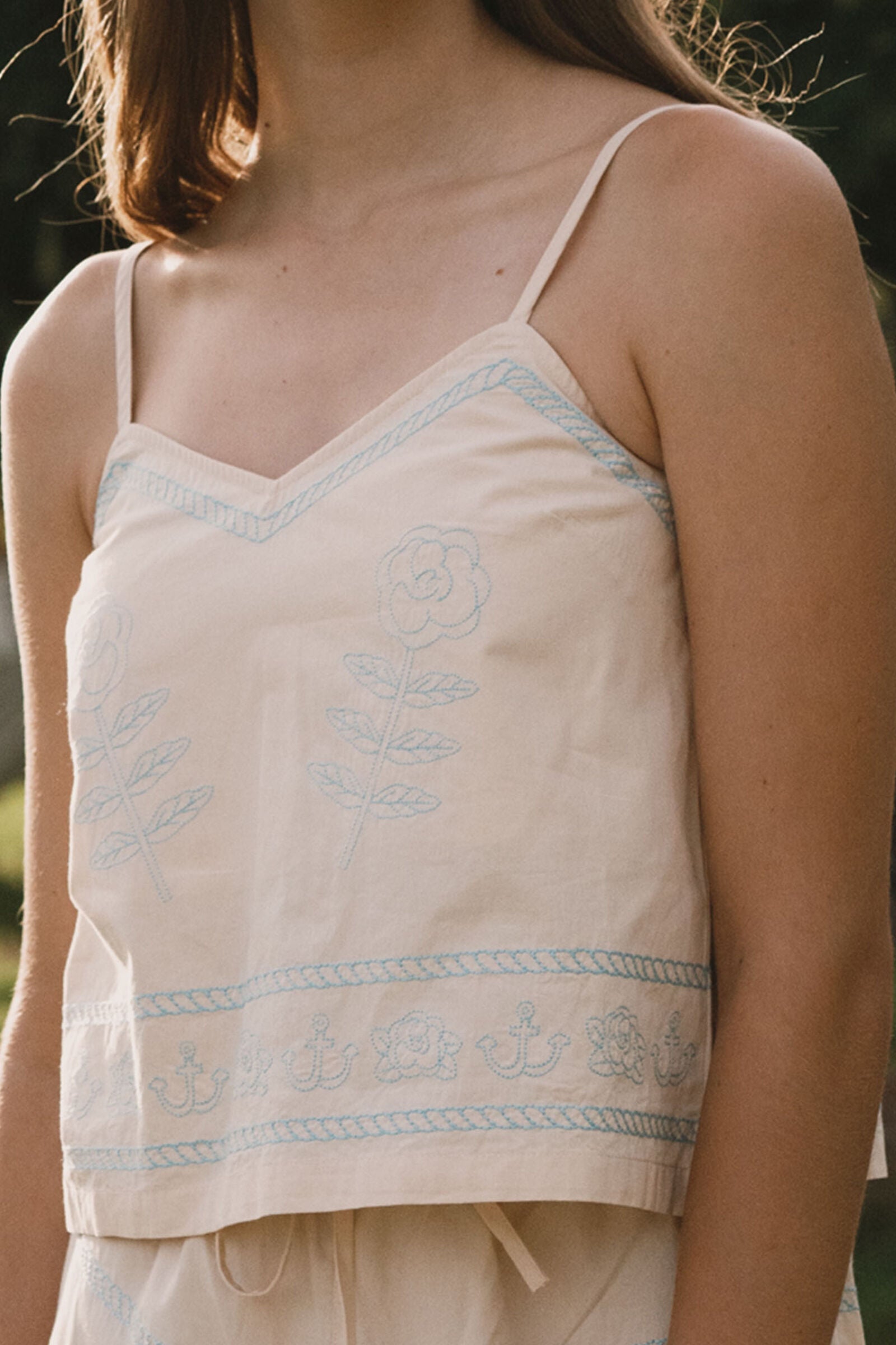 EMBROIDERED STRAPS TOP