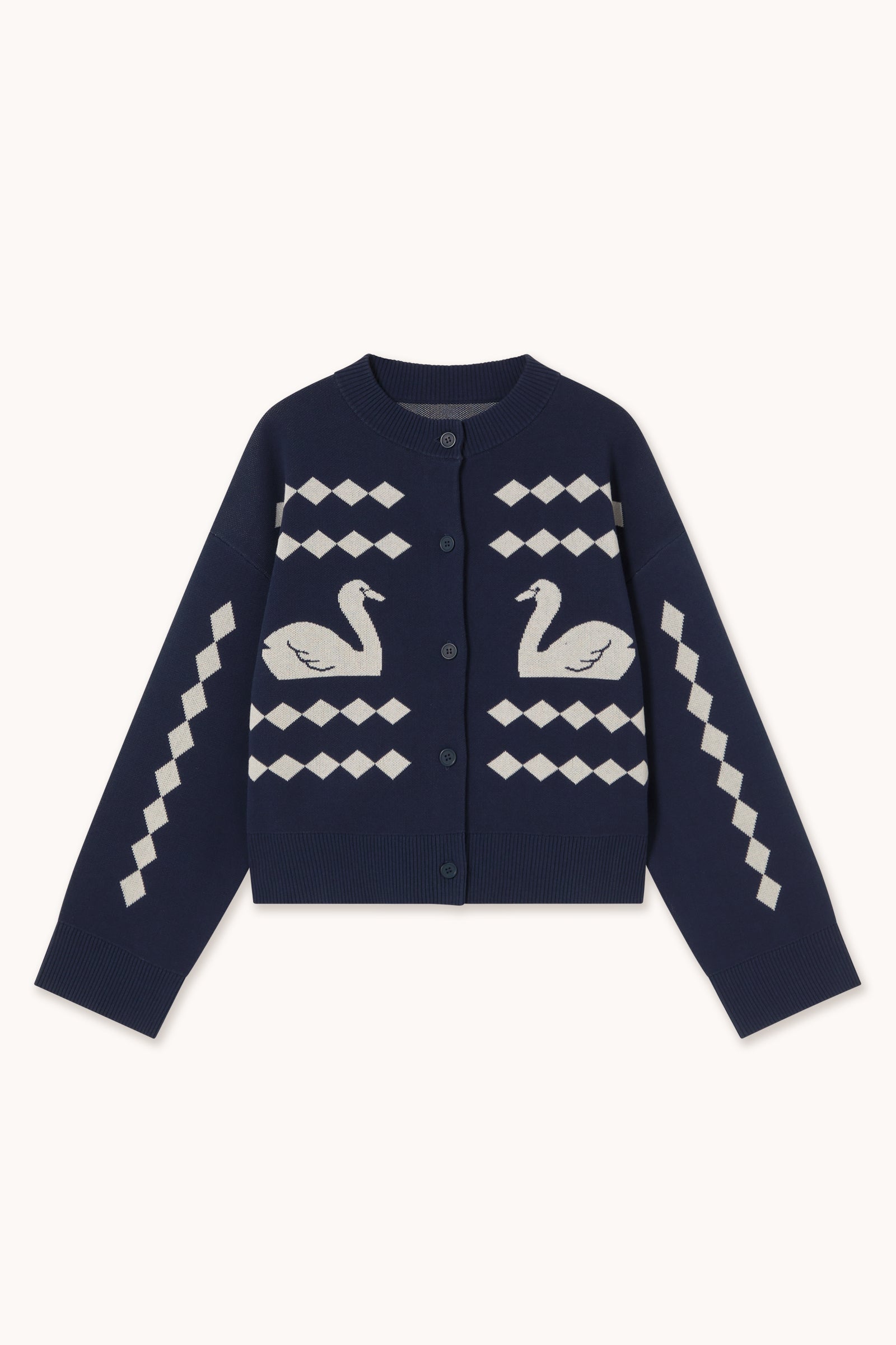 SWANS JACQUARD CARDIGAN