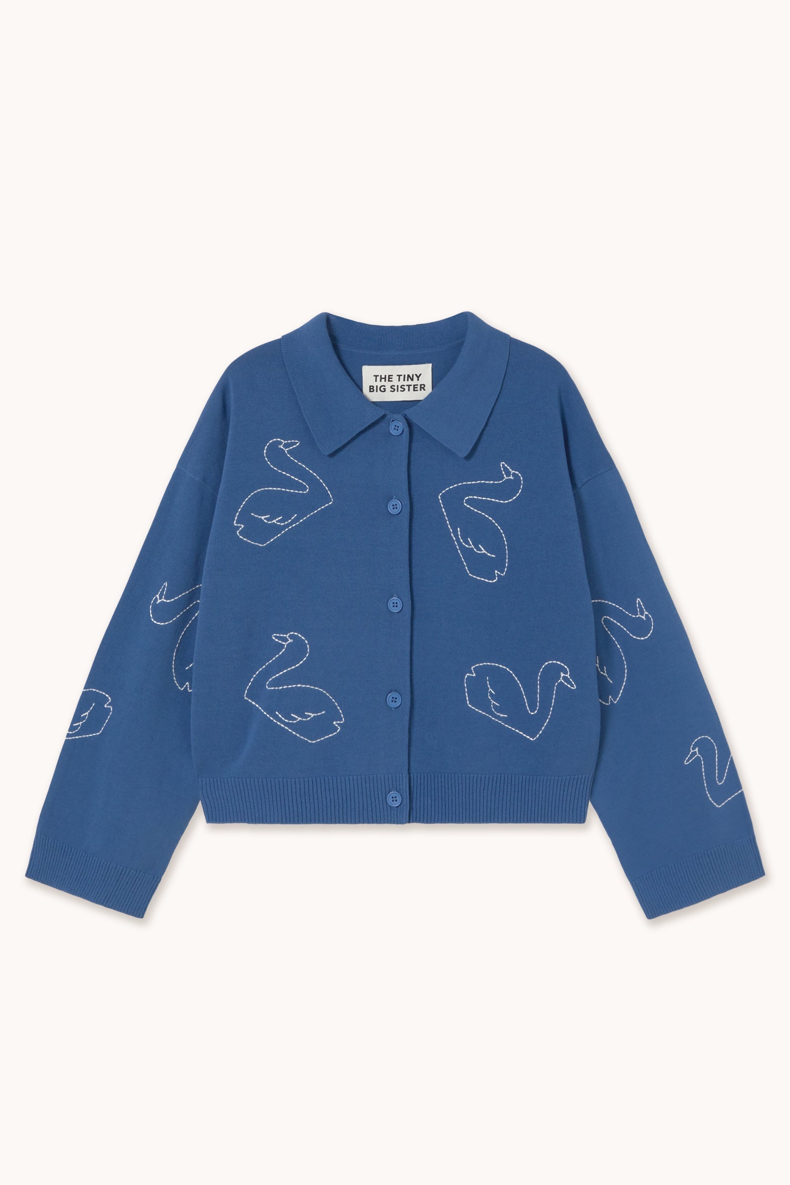 SWANS EMBROIDERED CARDIGAN