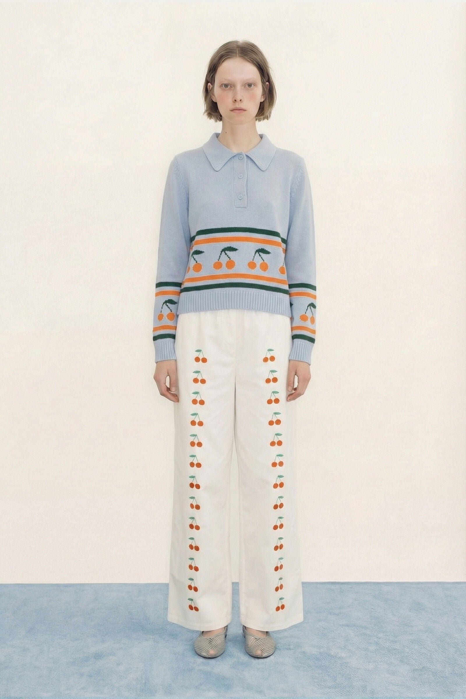 CHLOE CHERRIES POLO SWEATER