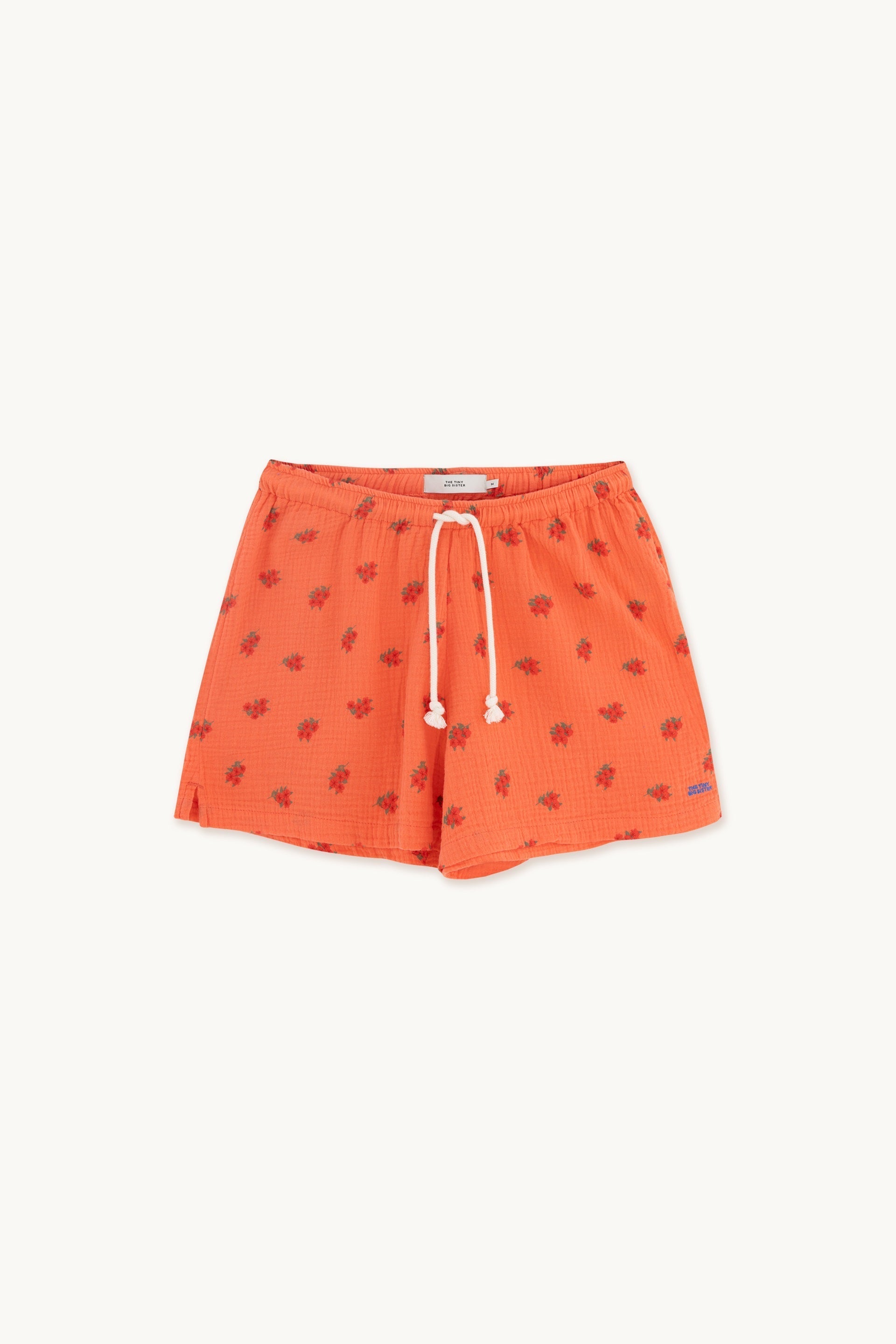 WOMAN RED FLOWERS DOUBLE GAUZE SHORTS